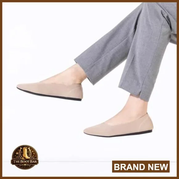 Pointed Toe Knit Flats with Memory Foam Insoles Slip-On Ballet Shoes - Picture 2 of 7